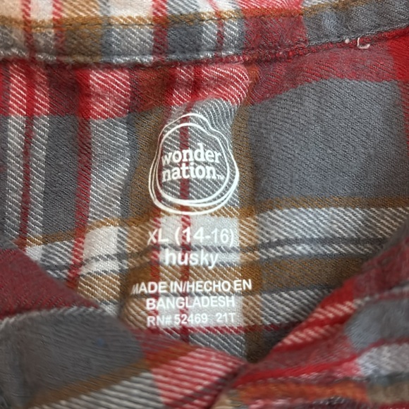 Wonder Nation Long sleeve warm button down collar polo shirt XL (14-16) Husky - Picture 3 of 4